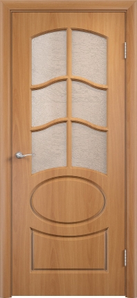 Межкомнатная дверь ПВХ Неаполь Рис 2, остеклённая, миланский орех