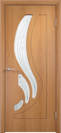 Межкомнатная дверь ПВХ Лотос, остеклённая, миланский орех