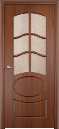 Межкомнатная дверь ПВХ Неаполь, Рис. 2, остеклённая, итальянский орех