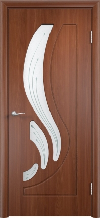 Межкомнатная дверь ПВХ Лотос, остеклённая, итальянский орех