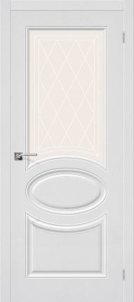 Межкомнатная дверь ПВХ Скинни-21, остеклённая, белый